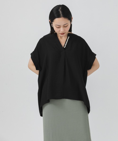 Dignite collier(ディニテコリエ)の「Dignite collier パール付切替ブラウス(シャツ/ブラウス・レディース・ホワイト/ブラック・FREE)」の20枚目の写真