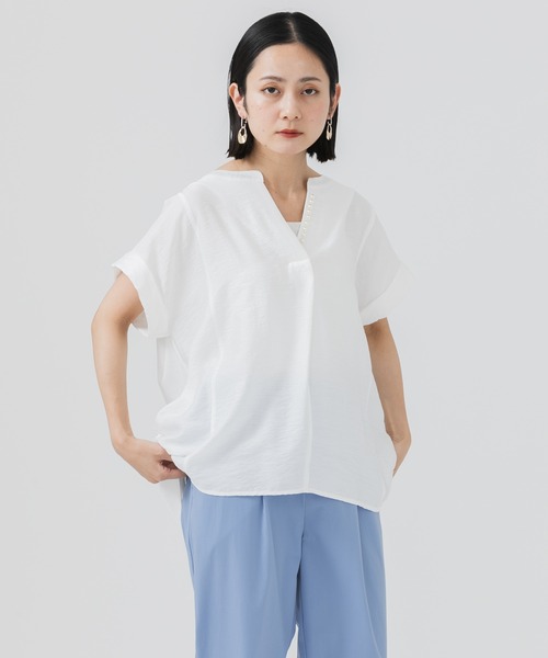 Dignite collier(ディニテコリエ)の「Dignite collier パール付切替ブラウス(シャツ/ブラウス・レディース・ホワイト/ブラック・FREE)」の17枚目の写真