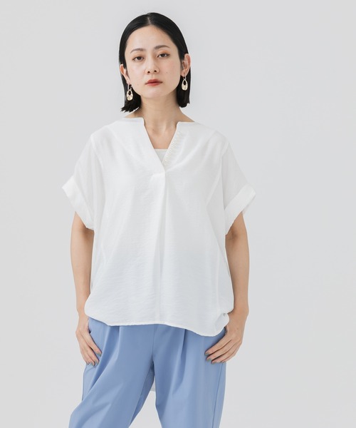 Dignite collier(ディニテコリエ)の「Dignite collier パール付切替ブラウス(シャツ/ブラウス・レディース・ホワイト/ブラック・FREE)」の9枚目の写真