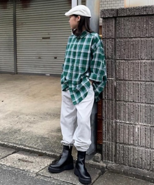 RODEO CROWNS WIDE BOWL（ロデオクラウンズワイドボウル）の「ルーズチェックシャツ（シャツ/ブラウス・レディース・ベージュ系その他/オレンジ系その他/グリーン系その他/ブルー系その他3・FREE）」の14枚目の写真