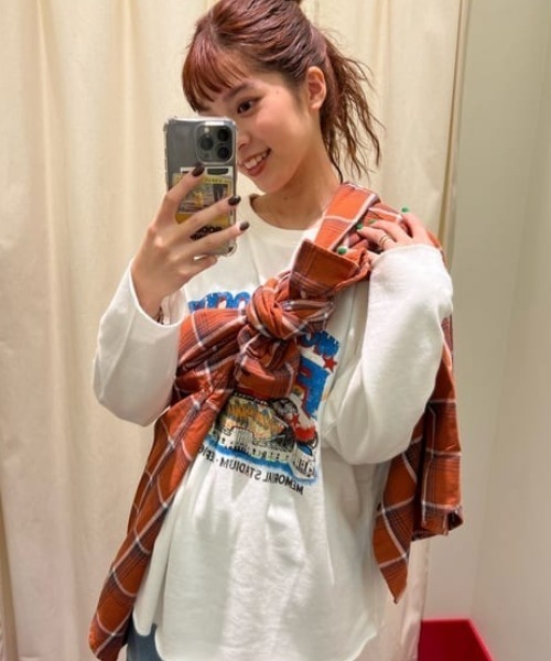 RODEO CROWNS WIDE BOWL（ロデオクラウンズワイドボウル）の「ルーズチェックシャツ（シャツ/ブラウス・レディース・ベージュ系その他/オレンジ系その他/グリーン系その他/ブルー系その他3・FREE）」の18枚目の写真