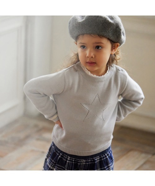 10mois（ディモワ）の「10mois フェザーコットン star透かし柄プルオーバー（その他ベビーウェア・キッズ・ライトグレー/アイボリー・80ｃｍ/90cm/100cm）」の5枚目の写真