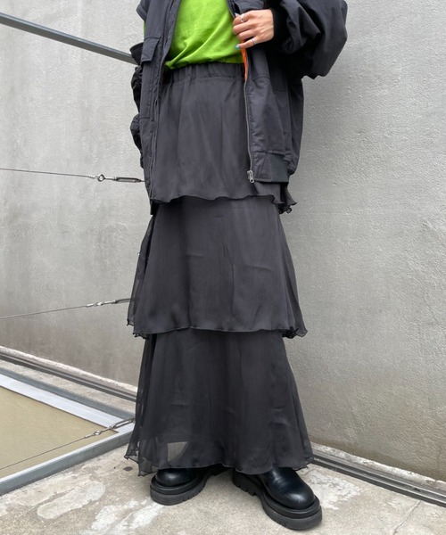 CIAOPANIC（チャオパニック）の「ティアードシフォンスカート（スカート・レディース・ホワイト/ブラック/イエロー・FREE）」の3枚目の写真