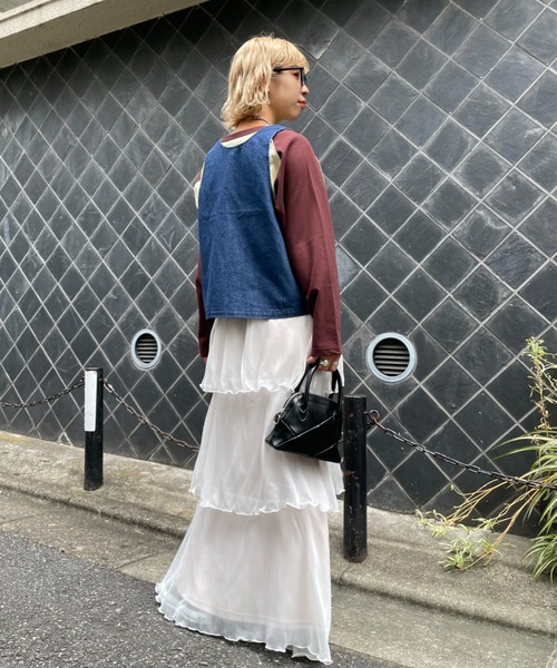 CIAOPANIC（チャオパニック）の「ティアードシフォンスカート（スカート・レディース・ホワイト/ブラック/イエロー・FREE）」の18枚目の写真