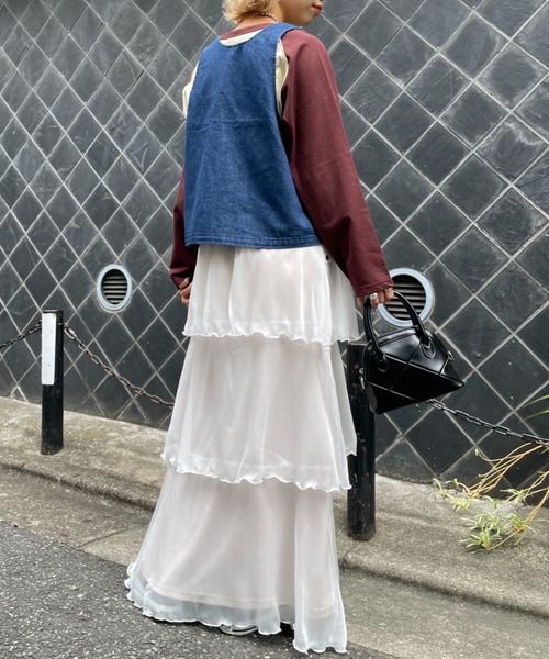 CIAOPANIC（チャオパニック）の「ティアードシフォンスカート（スカート・レディース・ホワイト/ブラック/イエロー・FREE）」の12枚目の写真