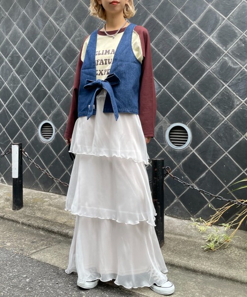 CIAOPANIC（チャオパニック）の「ティアードシフォンスカート（スカート・レディース・ホワイト/ブラック/イエロー・FREE）」の10枚目の写真