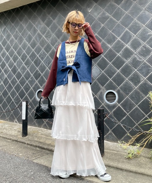 CIAOPANIC（チャオパニック）の「ティアードシフォンスカート（スカート・レディース・ホワイト/ブラック/イエロー・FREE）」の17枚目の写真