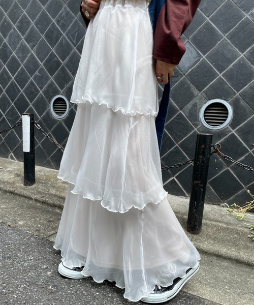 CIAOPANIC（チャオパニック）の「ティアードシフォンスカート（スカート・レディース・ホワイト/ブラック/イエロー・FREE）」の8枚目の写真