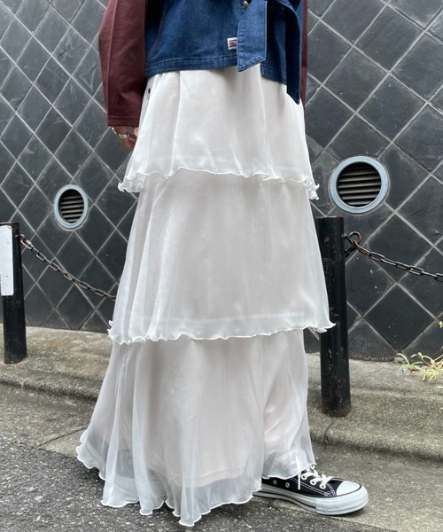 CIAOPANIC（チャオパニック）の「ティアードシフォンスカート（スカート・レディース・ホワイト/ブラック/イエロー・FREE）」の7枚目の写真