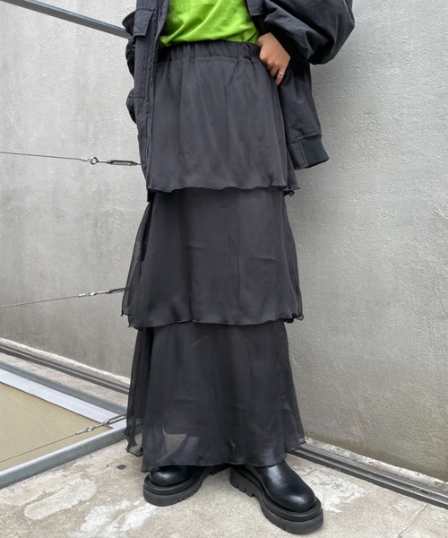 CIAOPANIC（チャオパニック）の「ティアードシフォンスカート（スカート・レディース・ホワイト/ブラック/イエロー・FREE）」の21枚目の写真
