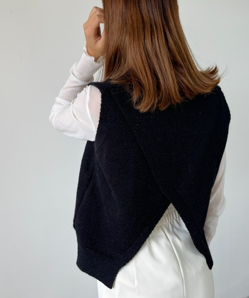 CLEA（クレア）の「バックレイヤードニットベスト（ベスト・レディース・ブラック/ネイビー/オリーブ/アイボリー/ナチュラル・FREE）」の18枚目の写真