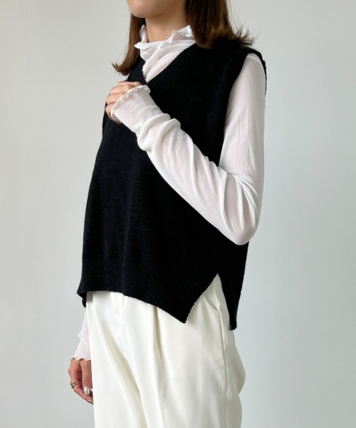 CLEA（クレア）の「バックレイヤードニットベスト（ベスト・レディース・ブラック/ネイビー/オリーブ/アイボリー/ナチュラル・FREE）」の20枚目の写真