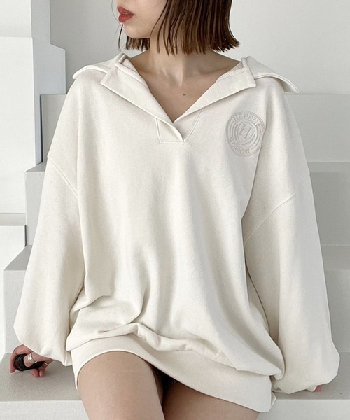 Heather（ヘザー）の「ワンポイントスウェットプルオーバー　162791（スウェット・レディース・グレー/グリーン/アイボリー・FREE）」の2枚目の写真