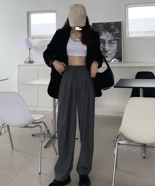 MAISON BREEZE（メゾンブリーズ）の「【MAISON BREEZE】ハイウエストタックパンツ オフィスカジュアル SCCH205 ※（その他パンツ・レディース・グレー/ブラック/カーキ・3/4/5）」の21枚目の写真