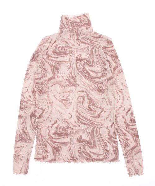 ANOTHER S(アナザーエス)の「マーブル柄シアーハイネックトップス(Tシャツ/カットソー・レディース・グレー/グレイッシュベージュ/ミント・M)」の3枚目の写真