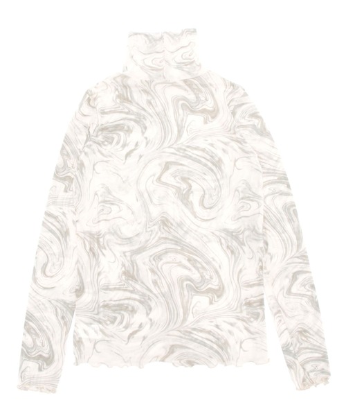 ANOTHER S(アナザーエス)の「マーブル柄シアーハイネックトップス(Tシャツ/カットソー・レディース・グレー/グレイッシュベージュ/ミント・M)」の9枚目の写真