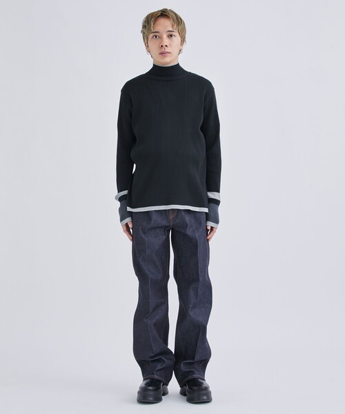 LiNoH(リノー)の「MULTI COLOR RIB KNIT/マルチカラーリブニット(ニット/セーター・メンズ・ブルー/グリーン/ダークグレー・1/2)」の6枚目の写真
