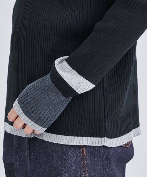LiNoH(リノー)の「MULTI COLOR RIB KNIT/マルチカラーリブニット(ニット/セーター・メンズ・ブルー/グリーン/ダークグレー・1/2)」の11枚目の写真