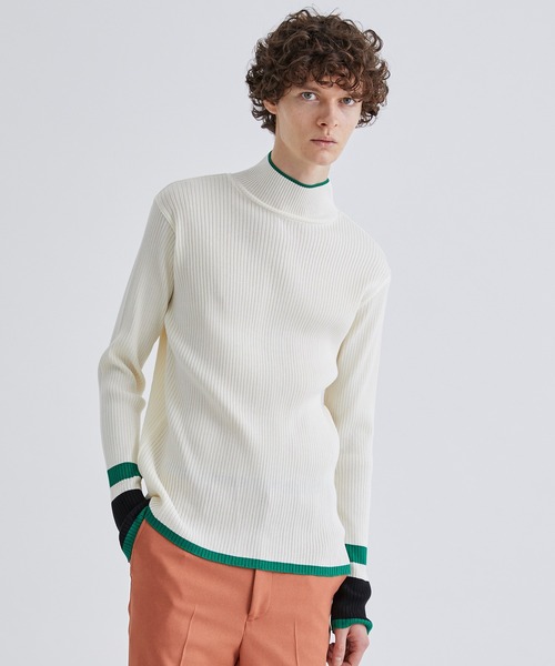 LiNoH(リノー)の「MULTI COLOR RIB KNIT/マルチカラーリブニット(ニット/セーター・メンズ・ブルー/グリーン/ダークグレー・1/2)」の3枚目の写真