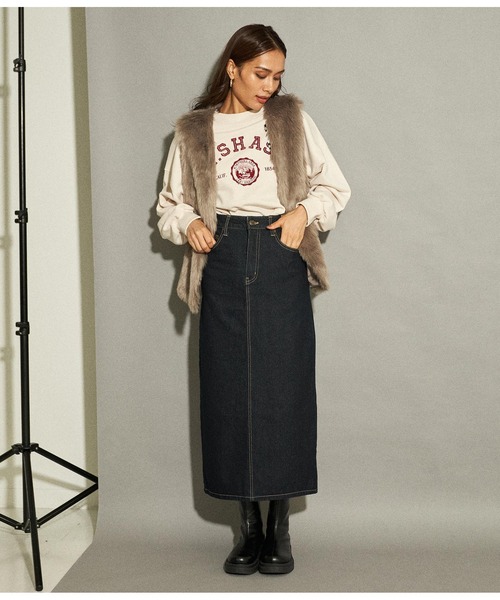 ANAP（アナップ）の「フロッキープリント裏毛プルオーバー（スウェット・レディース・グレー/ベージュ系その他/ネイビー・FREE）」の10枚目の写真