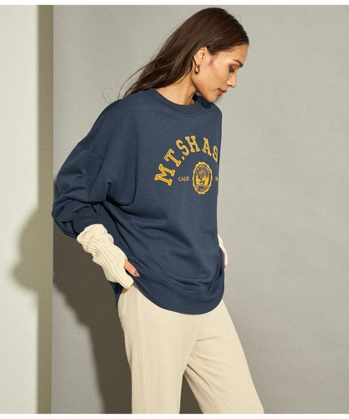 ANAP（アナップ）の「フロッキープリント裏毛プルオーバー（スウェット・レディース・グレー/ベージュ系その他/ネイビー・FREE）」の12枚目の写真