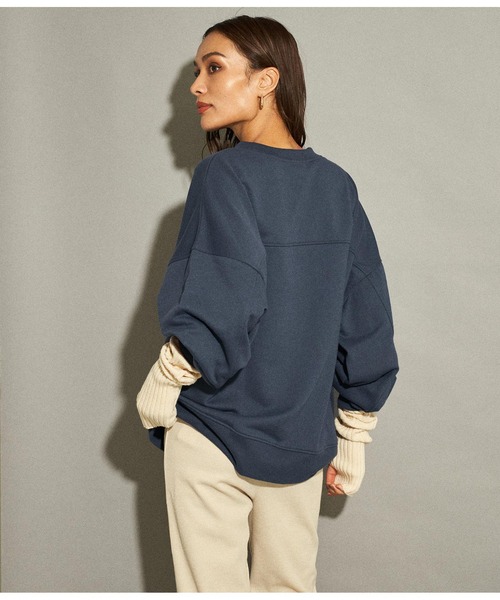 ANAP（アナップ）の「フロッキープリント裏毛プルオーバー（スウェット・レディース・グレー/ベージュ系その他/ネイビー・FREE）」の13枚目の写真