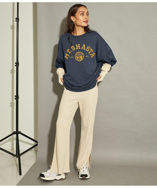 ANAP（アナップ）の「フロッキープリント裏毛プルオーバー（スウェット・レディース・グレー/ベージュ系その他/ネイビー・FREE）」の14枚目の写真