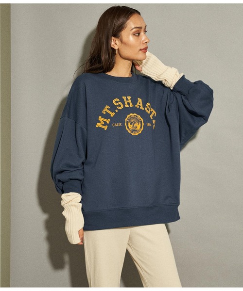 ANAP（アナップ）の「フロッキープリント裏毛プルオーバー（スウェット・レディース・グレー/ベージュ系その他/ネイビー・FREE）」の11枚目の写真