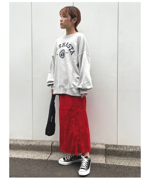 ANAP（アナップ）の「フロッキープリント裏毛プルオーバー（スウェット・レディース・グレー/ベージュ系その他/ネイビー・FREE）」の5枚目の写真