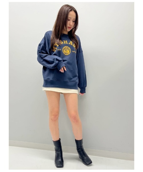 ANAP（アナップ）の「フロッキープリント裏毛プルオーバー（スウェット・レディース・グレー/ベージュ系その他/ネイビー・FREE）」の7枚目の写真