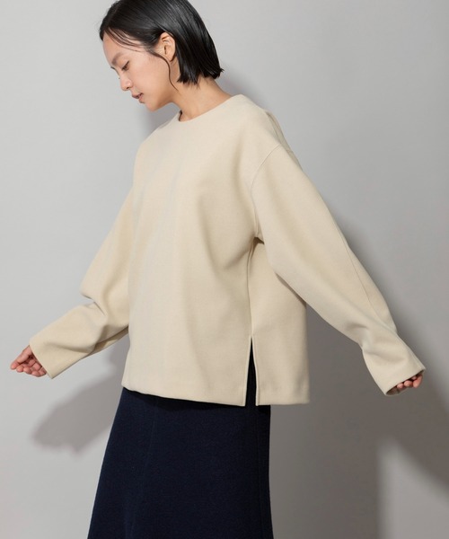 Munich(ミューニック)の「ウォームソフトダブルジャージタックスリーブトップス(Tシャツ/カットソー・レディース・ブラック/モカ/ライトベージュ・FREE)」の3枚目の写真