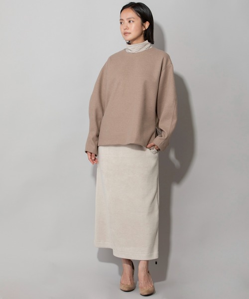 Munich(ミューニック)の「ウォームソフトダブルジャージタックスリーブトップス(Tシャツ/カットソー・レディース・ブラック/モカ/ライトベージュ・FREE)」の12枚目の写真