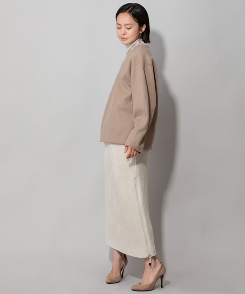 Munich(ミューニック)の「ウォームソフトダブルジャージタックスリーブトップス(Tシャツ/カットソー・レディース・ブラック/モカ/ライトベージュ・FREE)」の5枚目の写真