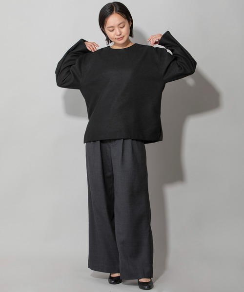 Munich(ミューニック)の「ウォームソフトダブルジャージタックスリーブトップス(Tシャツ/カットソー・レディース・ブラック/モカ/ライトベージュ・FREE)」の21枚目の写真