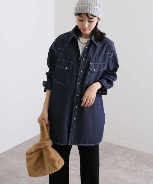 Le denim シャツ スローブイエナ SLOBE IENA（スローブイエナ）の「LE DENIMクロップドシャツ