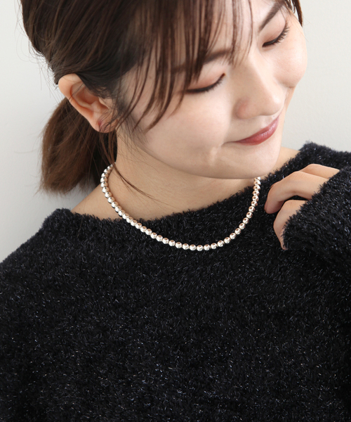 SLOBE IENA（スローブイエナ）の「SLOBE IENA メタルビーズショートネックレス（ネックレス・レディース・シルバー・FREE）」の2枚目の写真
