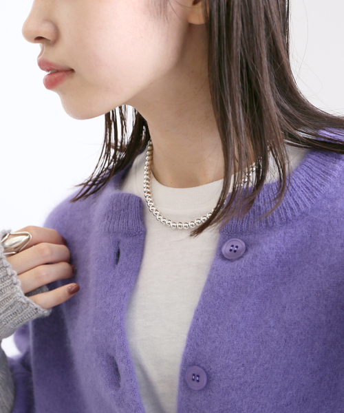 SLOBE IENA（スローブイエナ）の「SLOBE IENA メタルビーズショートネックレス（ネックレス・レディース・シルバー・FREE）」の4枚目の写真