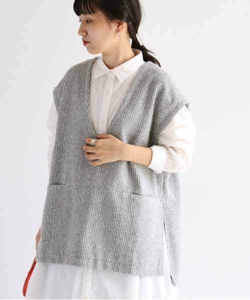 cepo(セポ)の「ネップストライプ サイドスリットベスト(ベスト・レディース・ブラウン/グレー・M)」の13枚目の写真