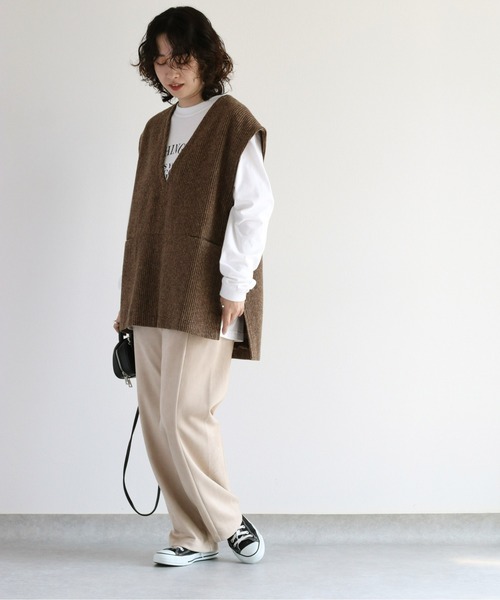 cepo(セポ)の「ネップストライプ サイドスリットベスト(ベスト・レディース・ブラウン/グレー・M)」の11枚目の写真