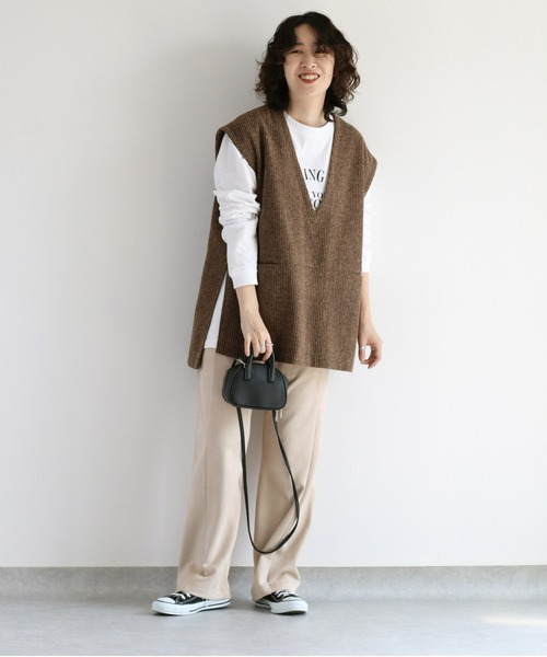 cepo(セポ)の「ネップストライプ サイドスリットベスト(ベスト・レディース・ブラウン/グレー・M)」の8枚目の写真