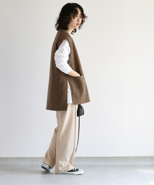cepo(セポ)の「ネップストライプ サイドスリットベスト(ベスト・レディース・ブラウン/グレー・M)」の9枚目の写真