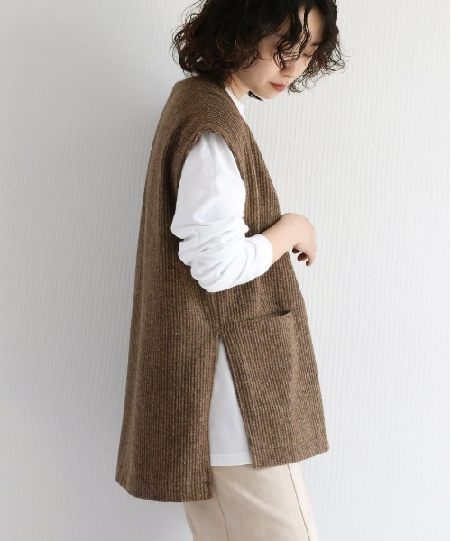 cepo(セポ)の「ネップストライプ サイドスリットベスト(ベスト・レディース・ブラウン/グレー・M)」の4枚目の写真