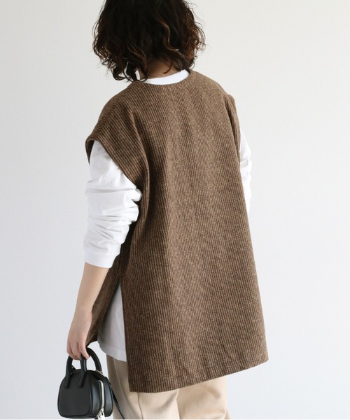 cepo(セポ)の「ネップストライプ サイドスリットベスト(ベスト・レディース・ブラウン/グレー・M)」の5枚目の写真