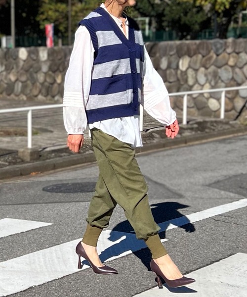 BEATJIVE（ビートジャイブ）の「ボーダー ベスト ニット カーディガン レディース（ニット/セーター・レディース・ブラック系その他/ブラウン系その他/ブルー系その他・FREE）」の19枚目の写真