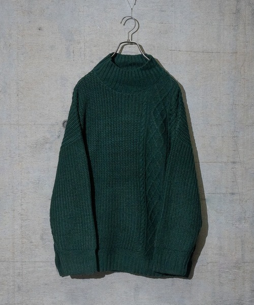 JOHN'S CLOSET(ジョンズクローゼット)の「【50】ケーブル切り替え ボトルネックニット(ニット/セーター・メンズ・ホワイト/グリーン/ベージュ/ブラック/グレー・MEDIUM/LARGE)」の5枚目の写真