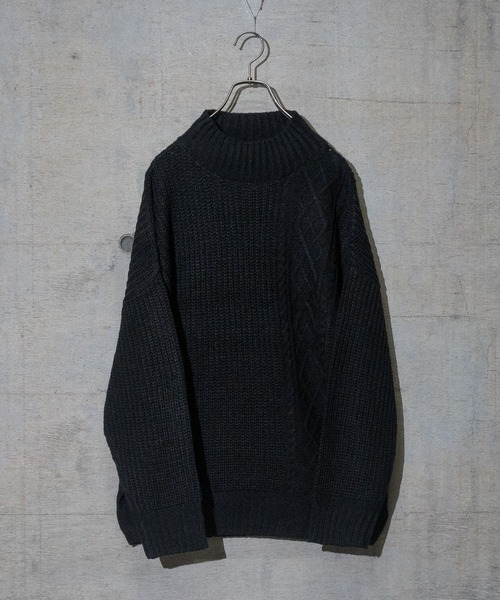 JOHN'S CLOSET(ジョンズクローゼット)の「【50】ケーブル切り替え ボトルネックニット(ニット/セーター・メンズ・ホワイト/グリーン/ベージュ/ブラック/グレー・MEDIUM/LARGE)」の2枚目の写真