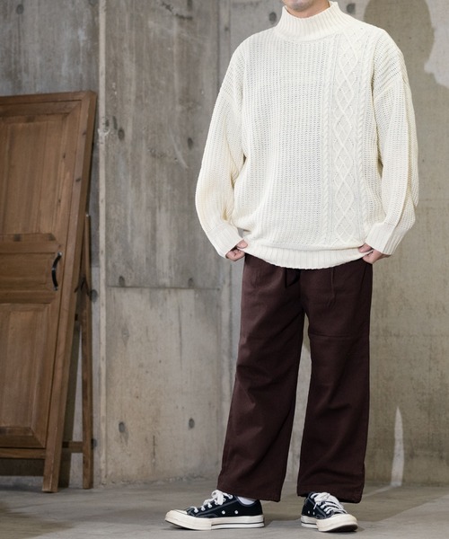 JOHN'S CLOSET(ジョンズクローゼット)の「【50】ケーブル切り替え ボトルネックニット(ニット/セーター・メンズ・ホワイト/グリーン/ベージュ/ブラック/グレー・MEDIUM/LARGE)」の10枚目の写真