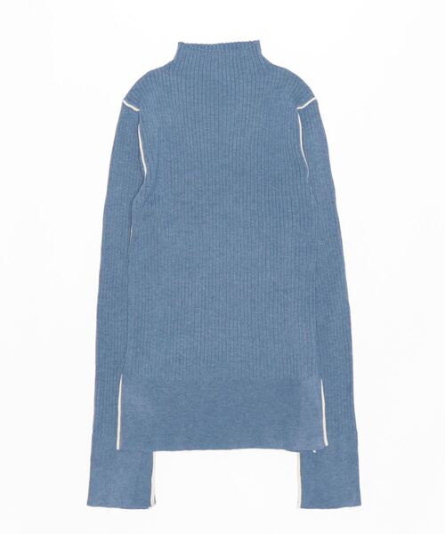 STYLEBLOCK(スタイルブロック)の「E綿タッチバイカラーニットトップス(ニット/セーター・レディース・アイボリー/ブラック/ブルー・M)」の1枚目の写真