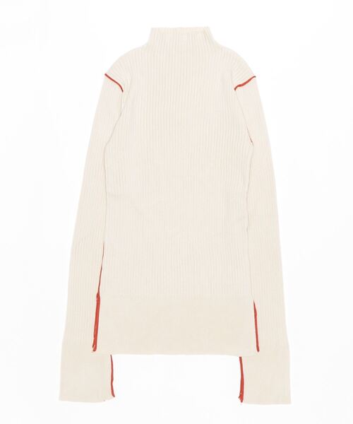 STYLEBLOCK(スタイルブロック)の「E綿タッチバイカラーニットトップス(ニット/セーター・レディース・アイボリー/ブラック/ブルー・M)」の2枚目の写真