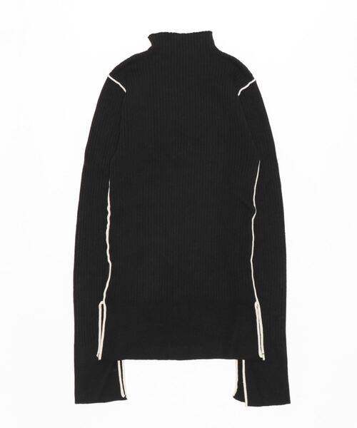 STYLEBLOCK(スタイルブロック)の「E綿タッチバイカラーニットトップス(ニット/セーター・レディース・アイボリー/ブラック/ブルー・M)」の4枚目の写真